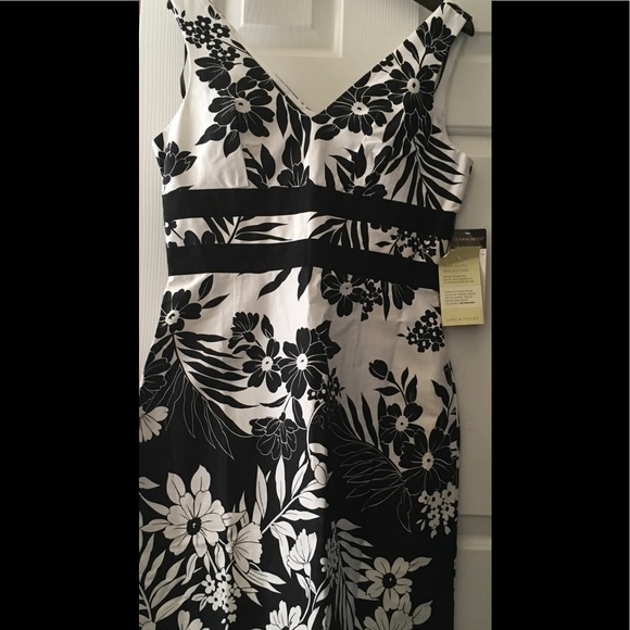 Donna Ricco Black White Floral Dress Sz 12P New - Picture 3 of 7